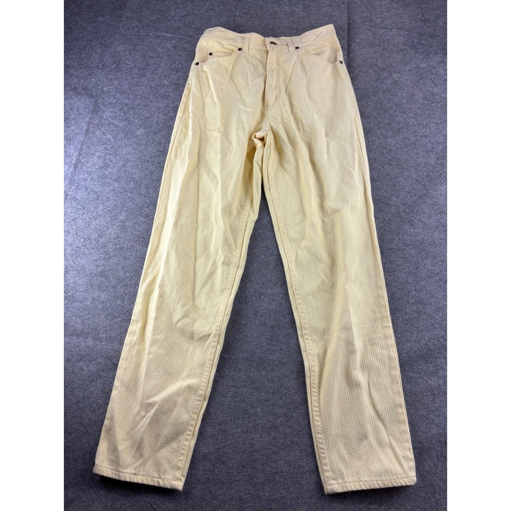 Vintage Tapered Corduroy Pants Pastel Yellow Preppy 90s Womens 28x29" SEE